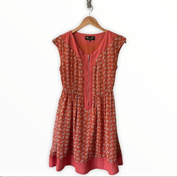 Angel Eye Los Angeles - Sleeveless Dress - Zip Front - Orange Floral - Knee - Picture 1 of 6